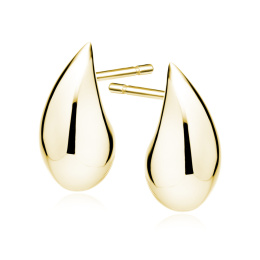 Srebrne pozłacane kolczyki pr.925 krople - 18mm, 14K Żółte złoto (e-coating) B3