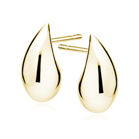 Srebrne pozłacane kolczyki pr.925 krople - 18mm, 14K Żółte złoto (e-coating) B3