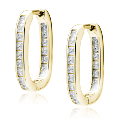 Srebrne pozłacane kolczyki pr.925 z cyrkoniami, 14K Żółte złoto (e-coating) B11