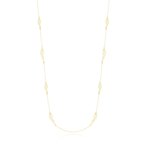 Srebrny pozłacany naszyjnik pr.925 - skrzydełka, 14K Żółte złoto (e-coating), 80-83cm regulowany A46